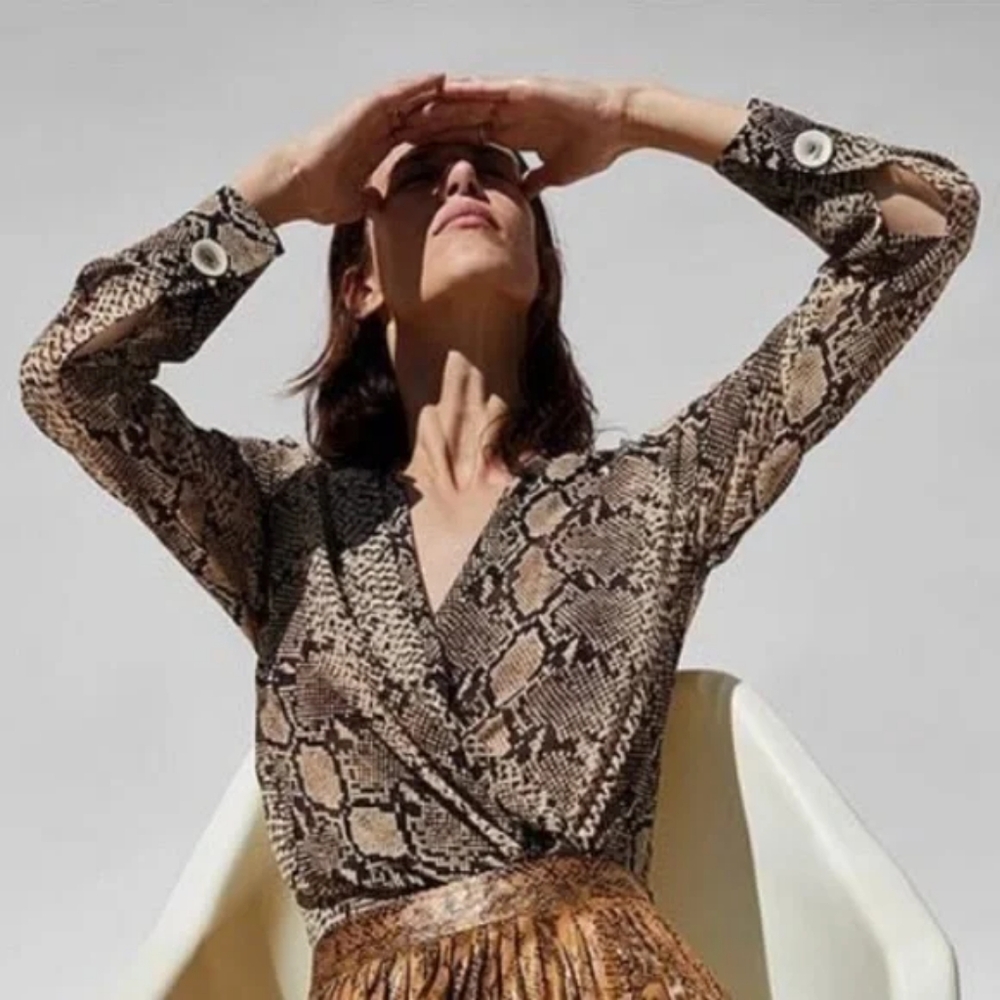 NWOT Zara Snake Blouse